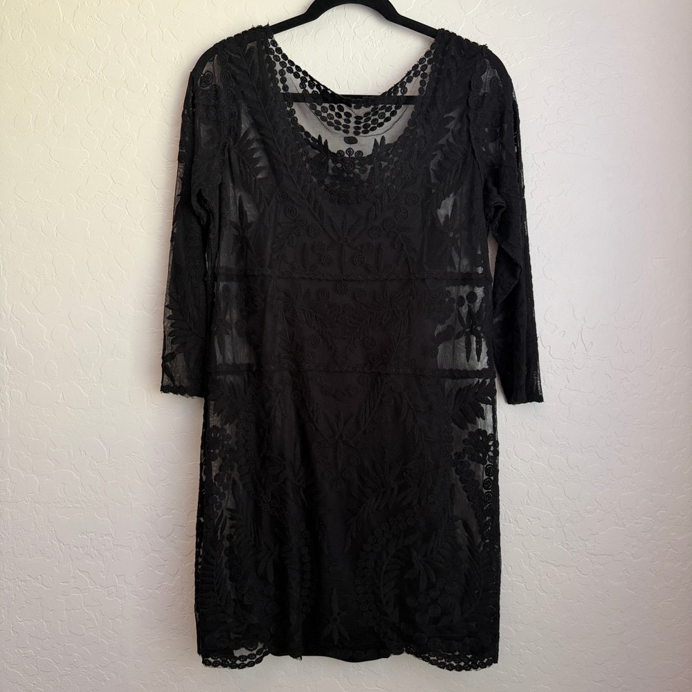 Express Women's Embroidered Lace Dress Black Large